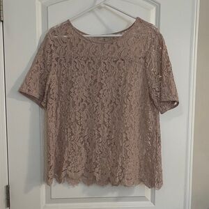 LOFT Lace Blouse in Tan